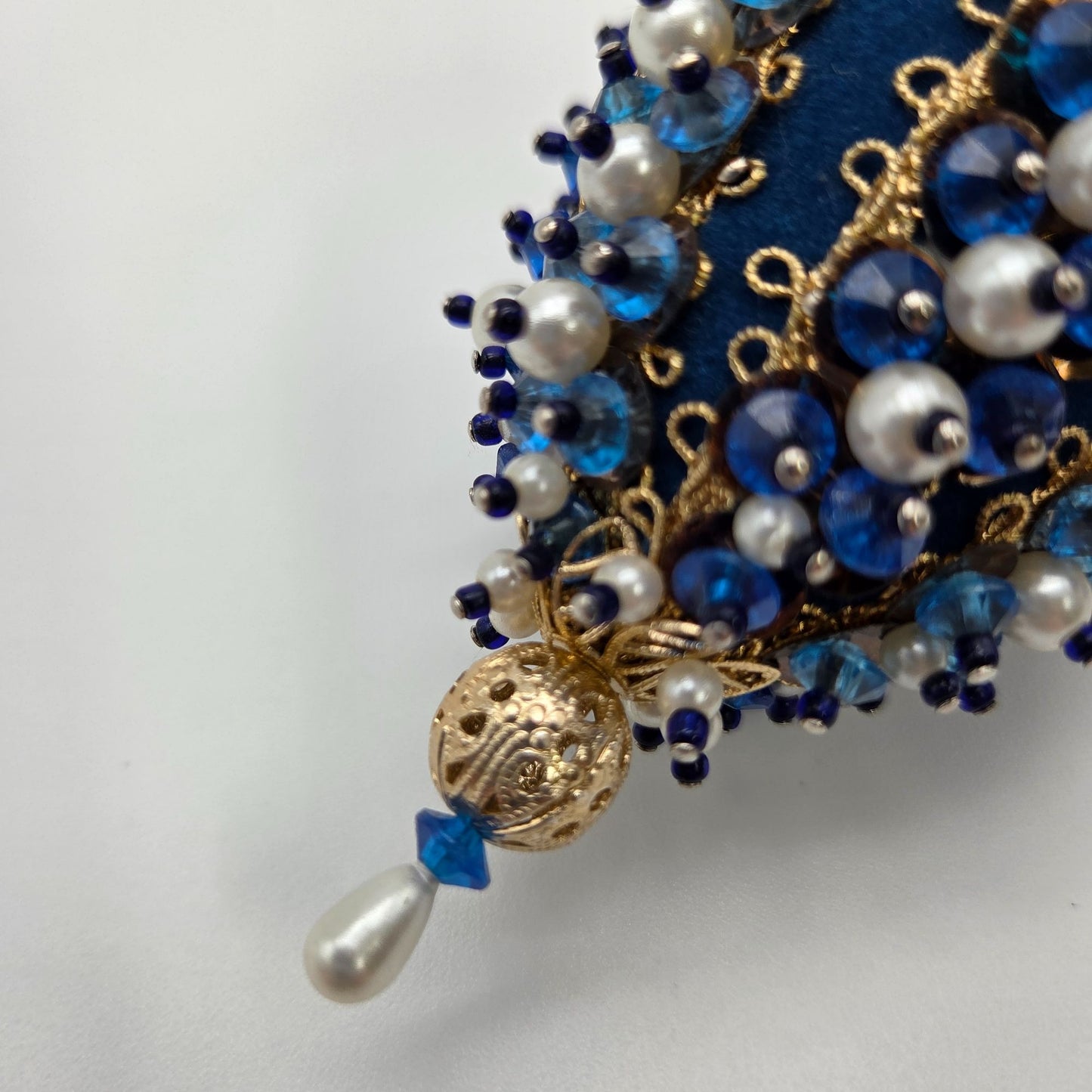 Vintage Push Pin Sequin Beaded Ornaments Set Of 2