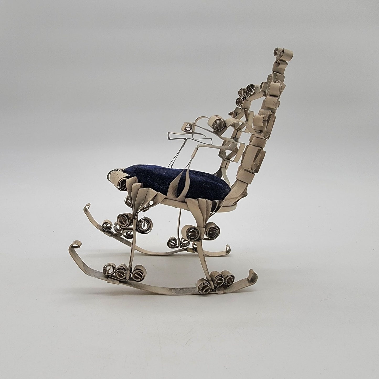 Vintage Tramp Art Miniature Rocking Chair Pin Cushion