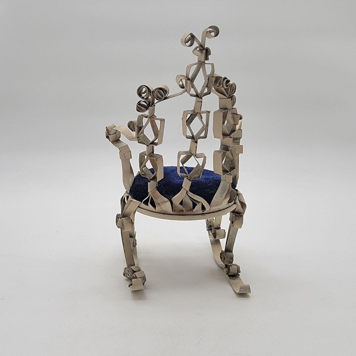 Vintage Tramp Art Miniature Rocking Chair Pin Cushion