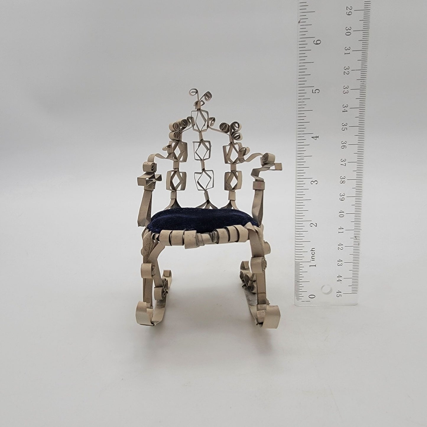 Vintage Tramp Art Miniature Rocking Chair Pin Cushion