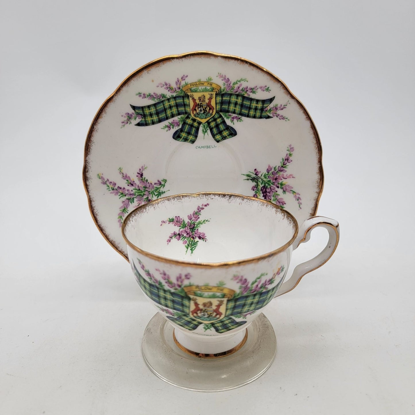 Vintage Royal Stafford Tea Cup & Saucer Tartan Series "Campbell" Clan Made In England