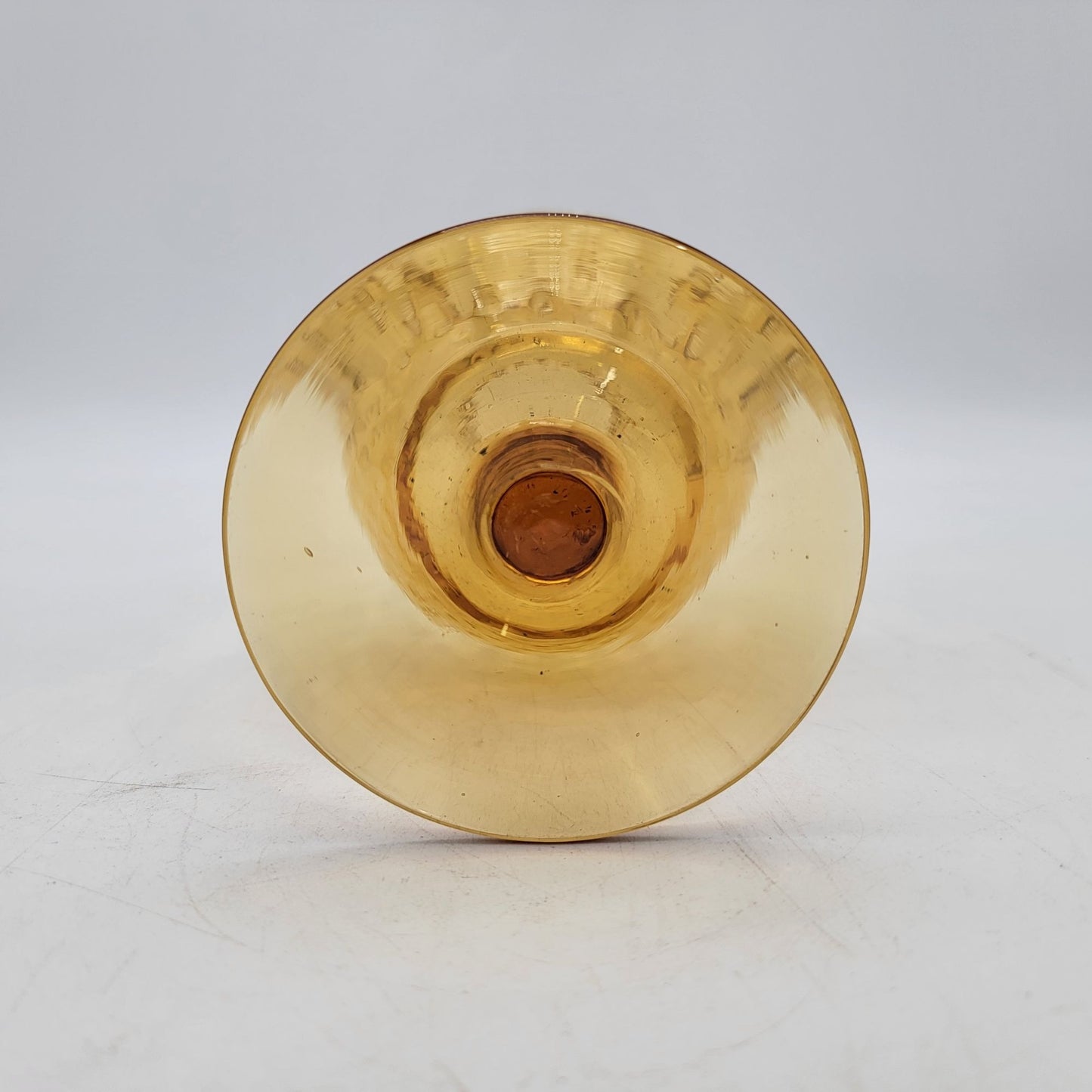 Vintage Empoli Amber Glass Hurricane Vase