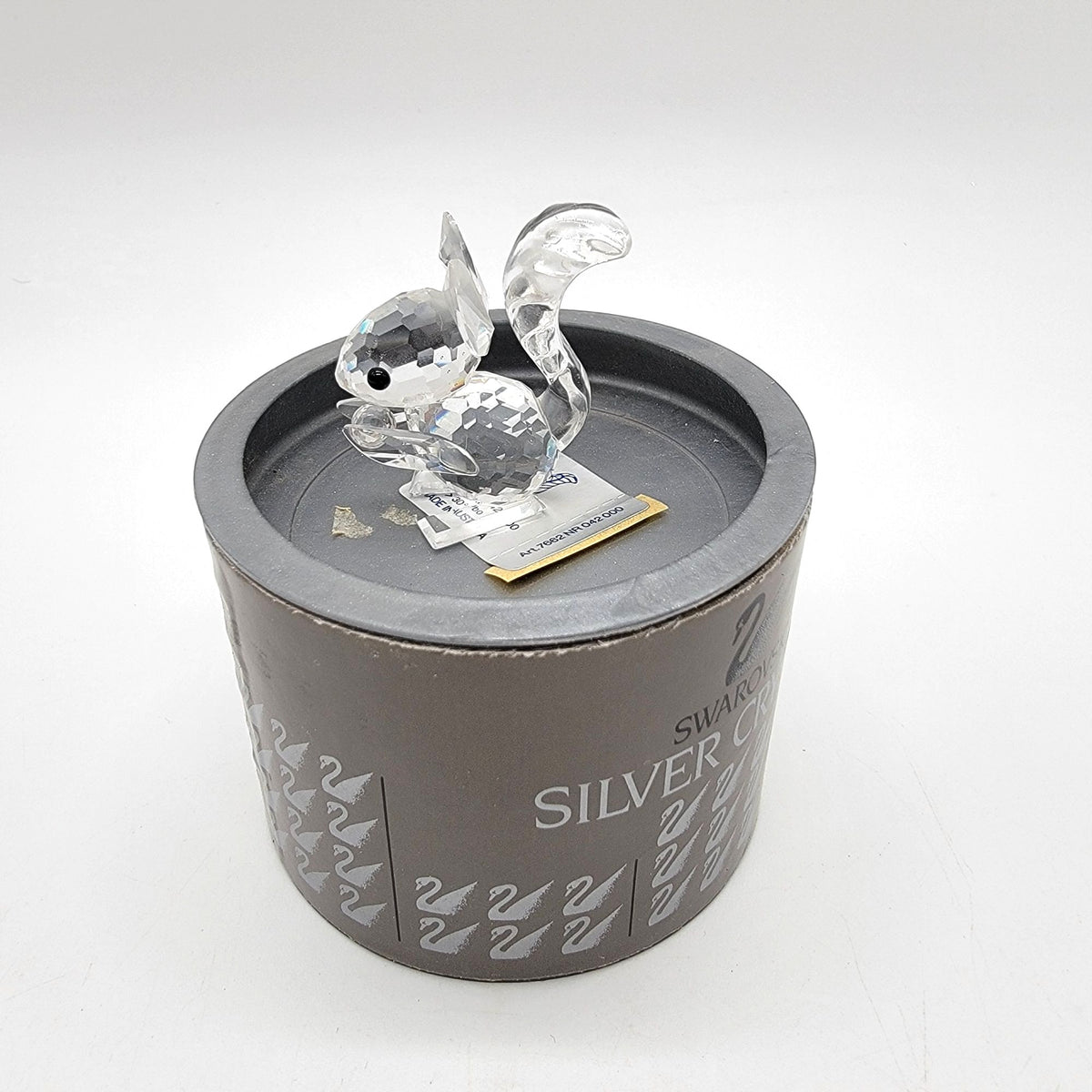 Vintage Swarovski Silver Crystal Squirrel Figurine Retired With Box