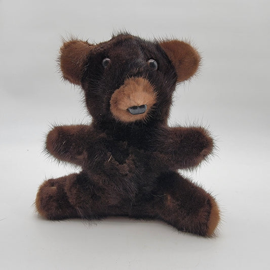 Genuine Finland Dyed Mink Fur Miniature Teddy Bear Plush