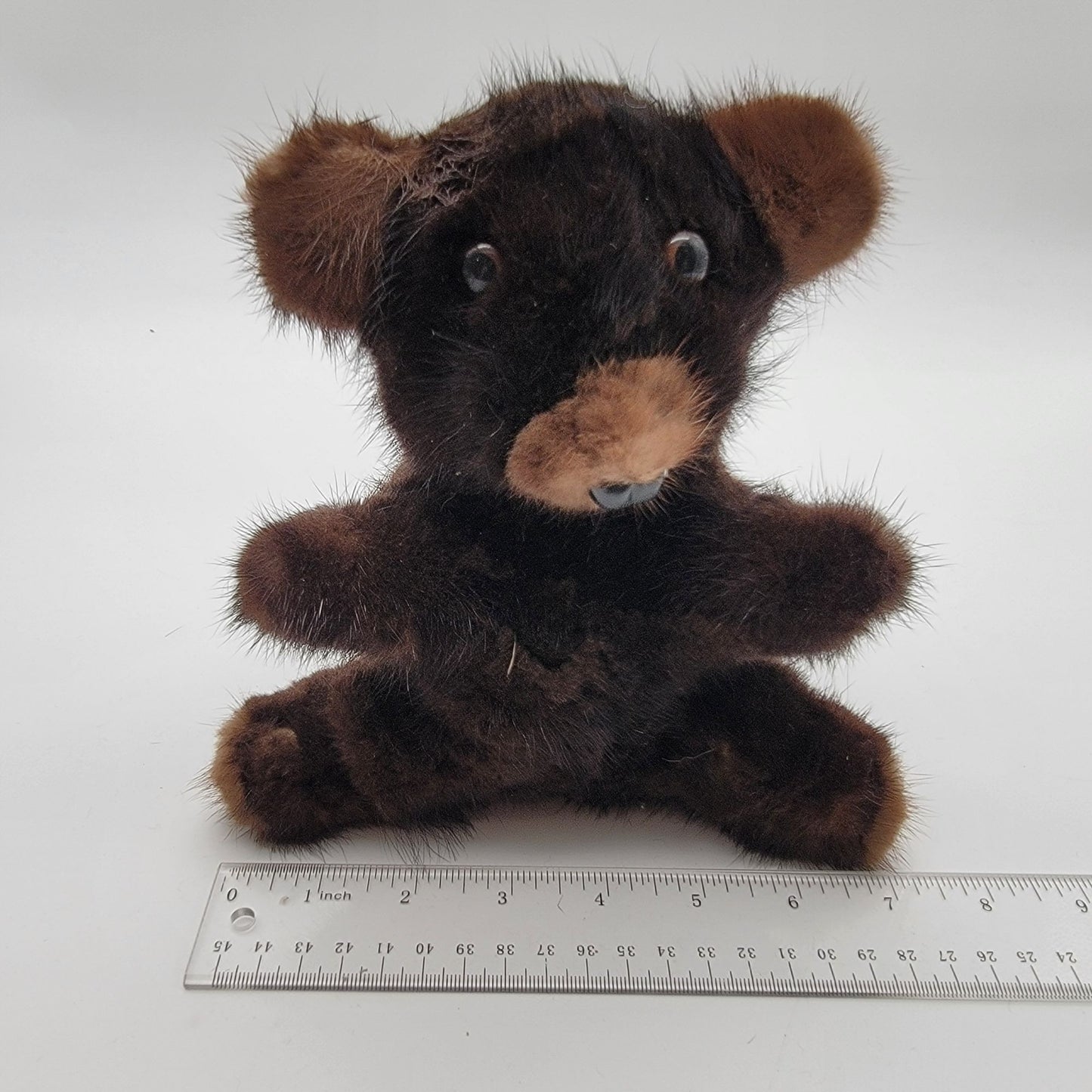 Genuine Finland Dyed Mink Fur Miniature Teddy Bear Plush