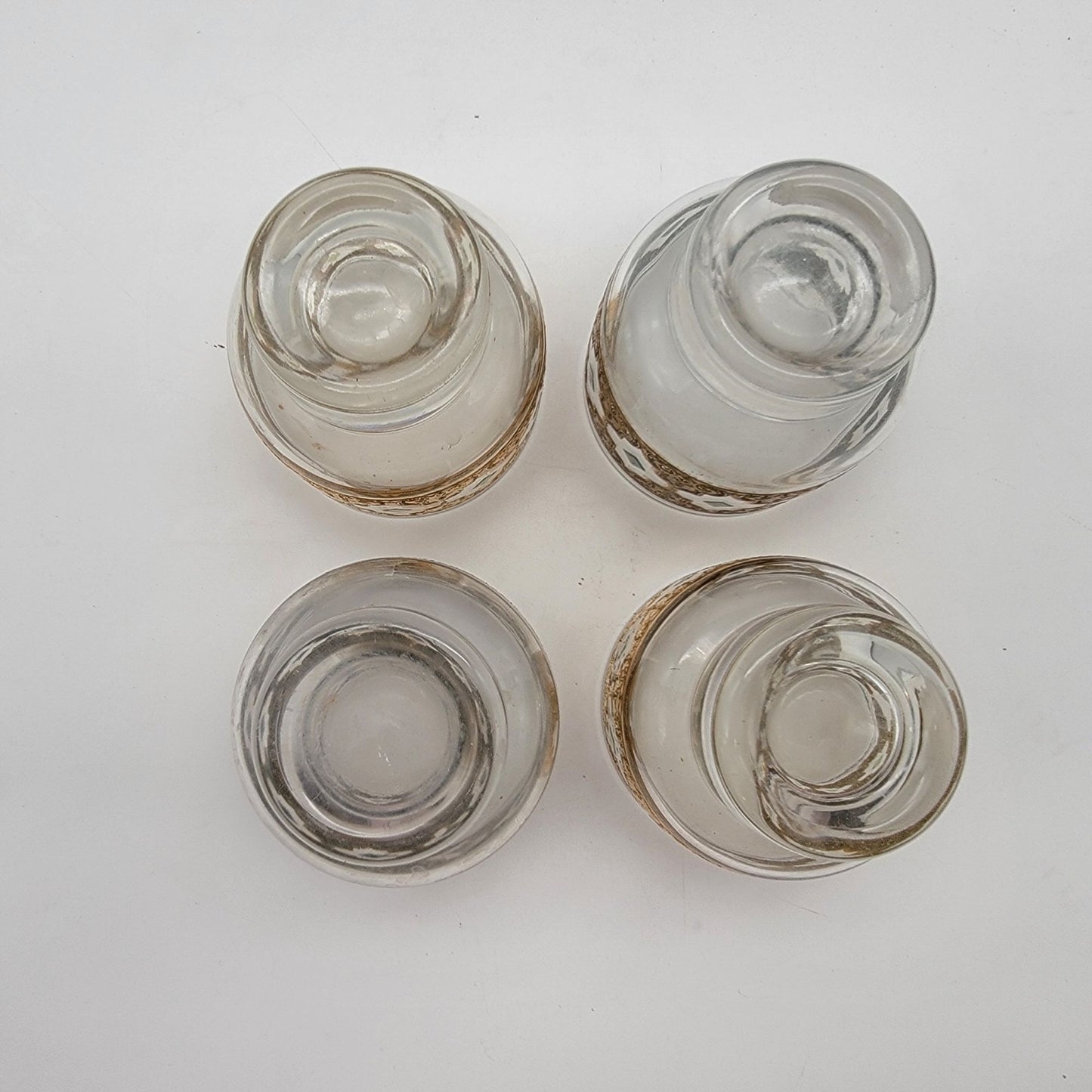 Set Of 4 Vintage Culver Valencia 22K Gold Footed Cocktail Lowball Glasses