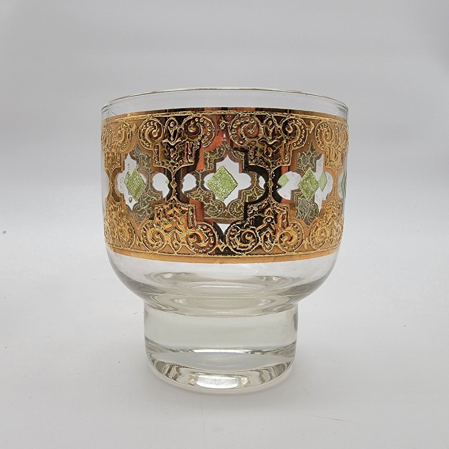 Set Of 4 Vintage Culver Valencia 22K Gold Footed Cocktail Lowball Glasses