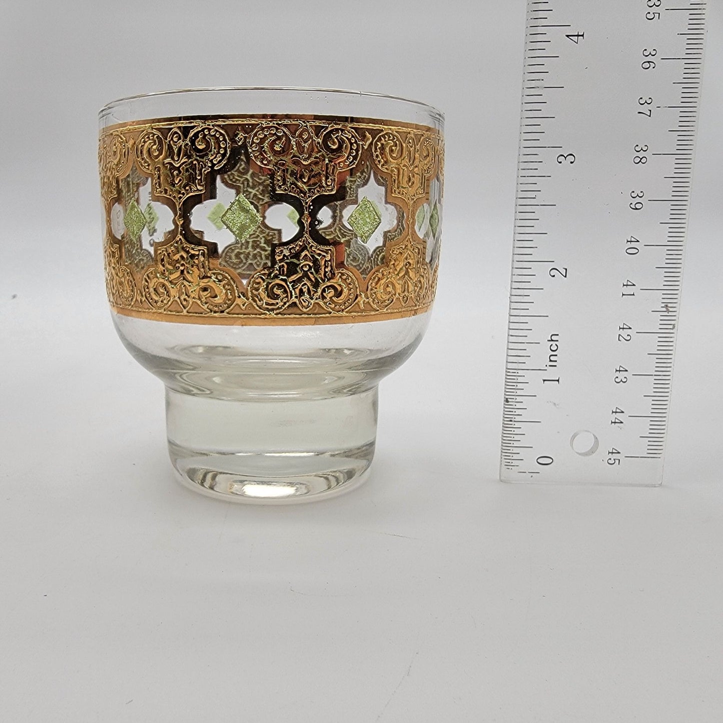 Set Of 4 Vintage Culver Valencia 22K Gold Footed Cocktail Lowball Glasses