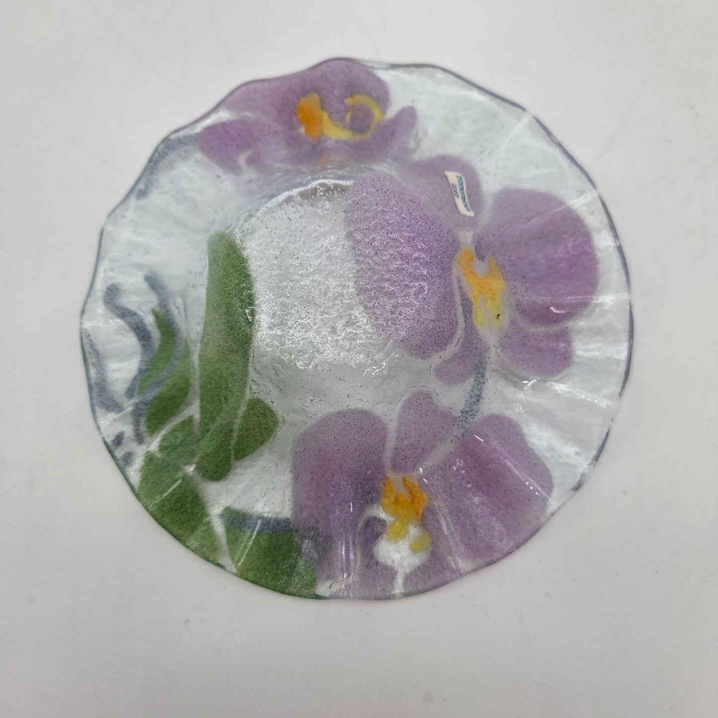 Sydenstricker Fused Glass Purple & Yellow Floral Bowl