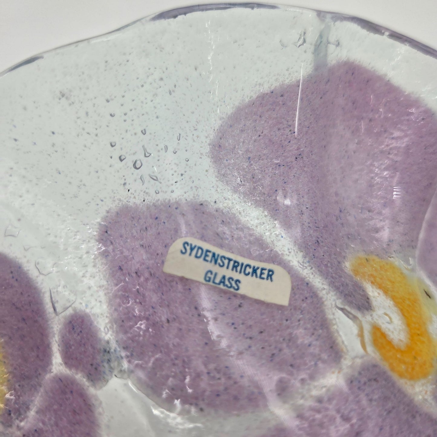 Sydenstricker Fused Glass Purple & Yellow Floral Bowl
