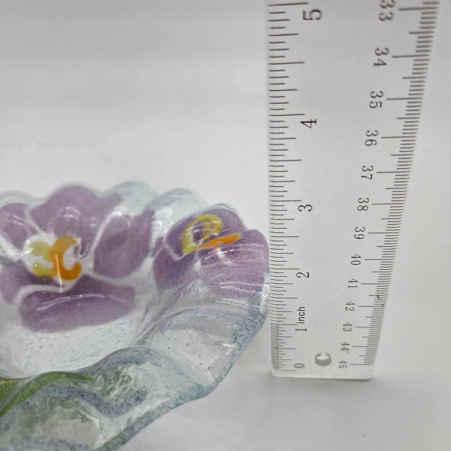 Sydenstricker Fused Glass Purple & Yellow Floral Bowl