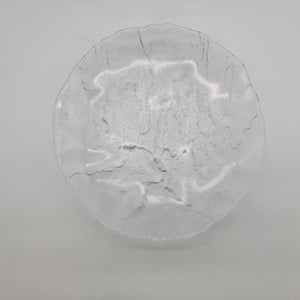Vintage Czech Cracked Ice Art Glass Round Serving Plate Or Candle Holder