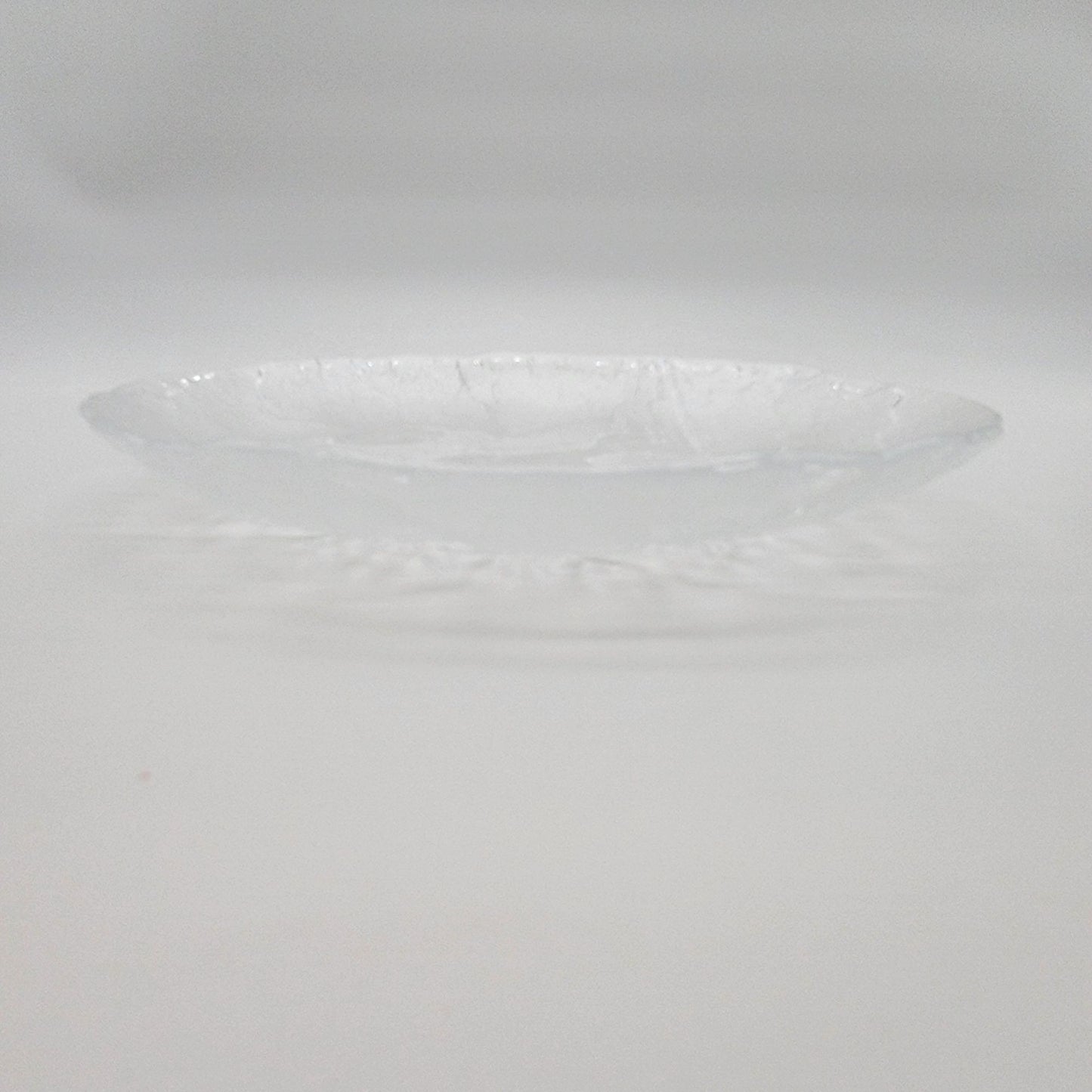 Vintage Czech Cracked Ice Art Glass Round Serving Plate Or Candle Holder