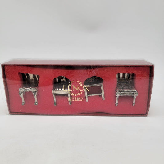 Lenox Kirk Stieff Collection Pewter Chair Ornaments Set Of 4 Colonial Williamsburg Design With Box