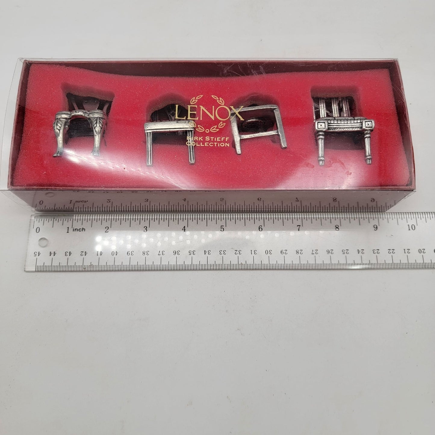 Lenox Kirk Stieff Collection Pewter Chair Ornaments Set Of 4 Colonial Williamsburg Design With Box