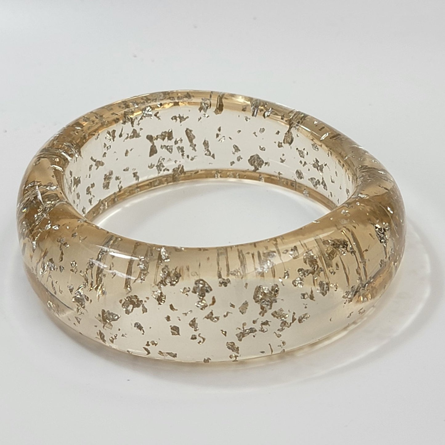 Vintage Lucite Silver Fleck Confetti Bangle Bracelet