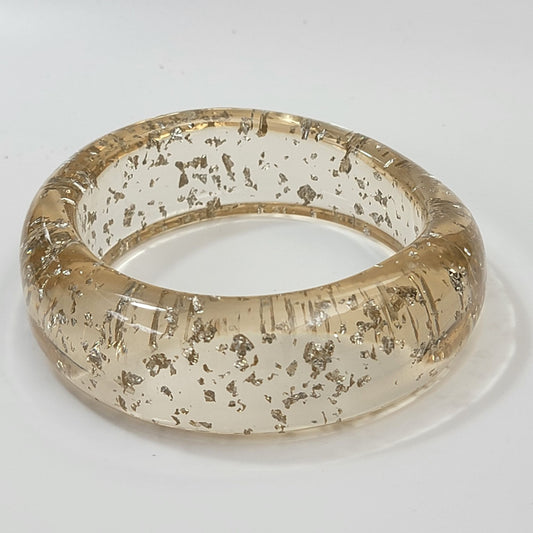 Vintage Lucite Silver Fleck Confetti Bangle Bracelet