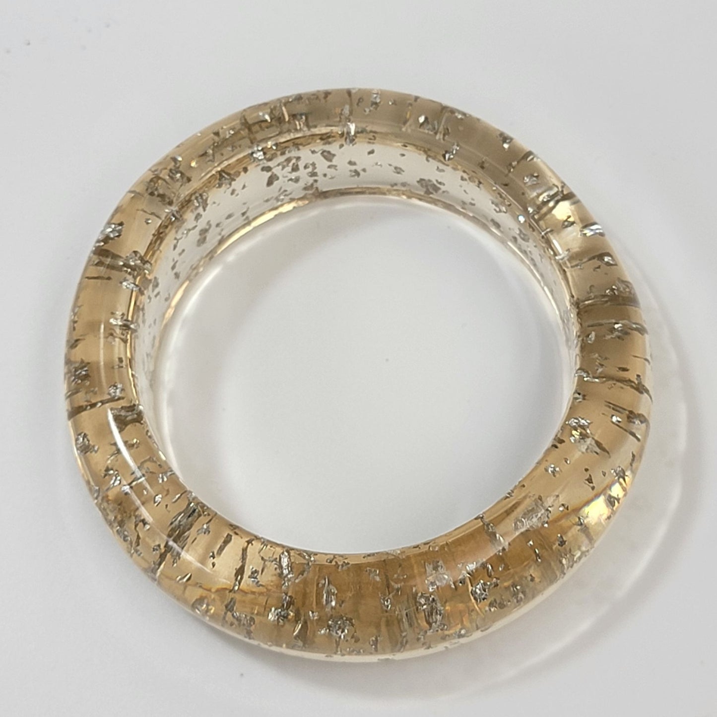 Vintage Lucite Silver Fleck Confetti Bangle Bracelet