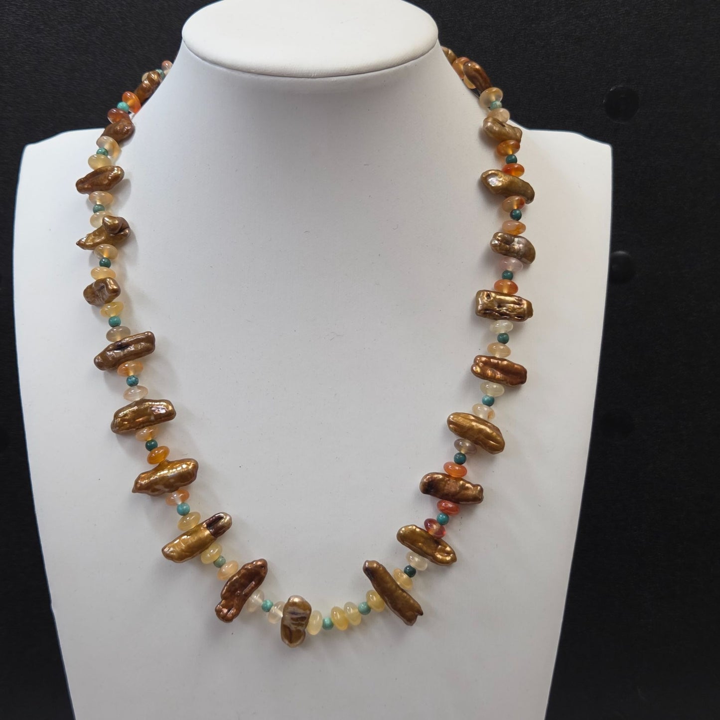 Artisan Gold Biwi Pearls & Gemstones Beaded Necklace