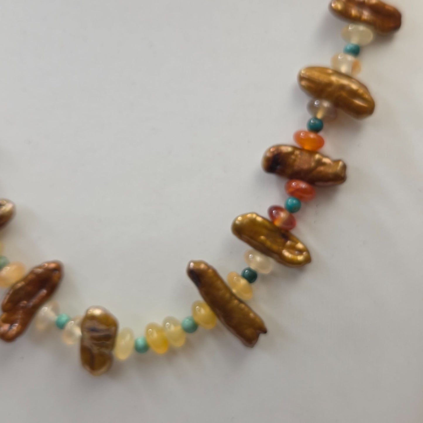 Artisan Gold Biwi Pearls & Gemstones Beaded Necklace