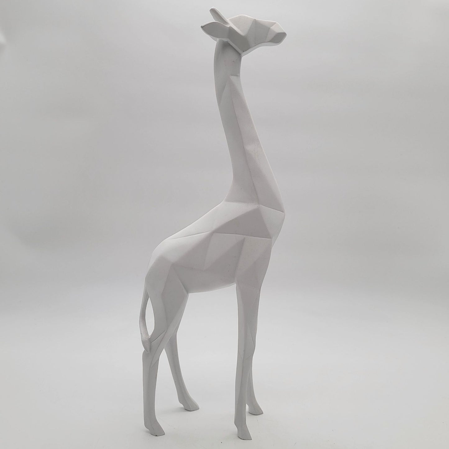 Abstract White Geometric Giraffe Sculpture