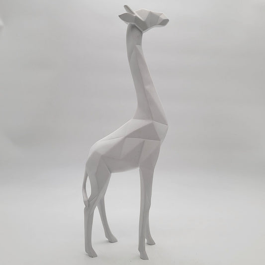 Abstract White Geometric Giraffe Sculpture