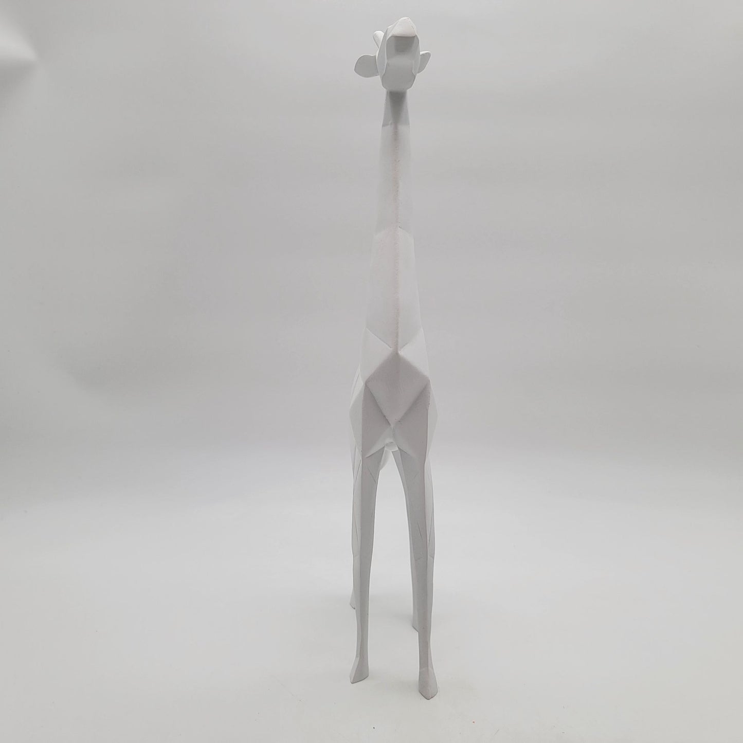 Abstract White Geometric Giraffe Sculpture