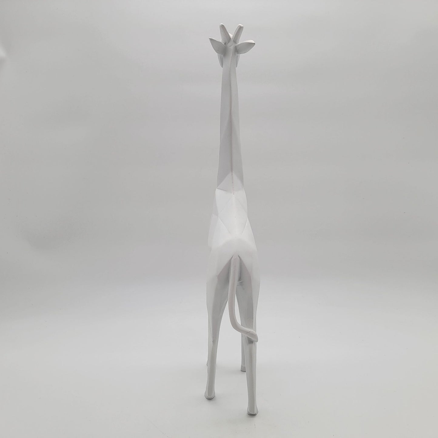 Abstract White Geometric Giraffe Sculpture