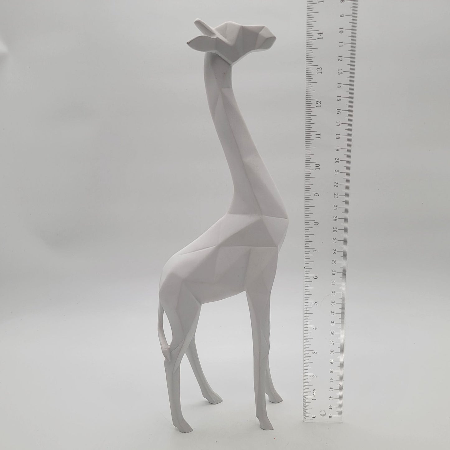 Abstract White Geometric Giraffe Sculpture
