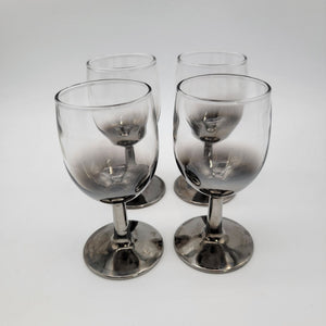 Set Of 4 Vintage Silver Fade Ombre Wine Goblets