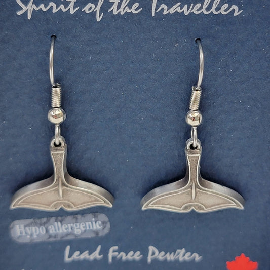Handcrafted Orca Whale Tail Pewter Dangle Earrings