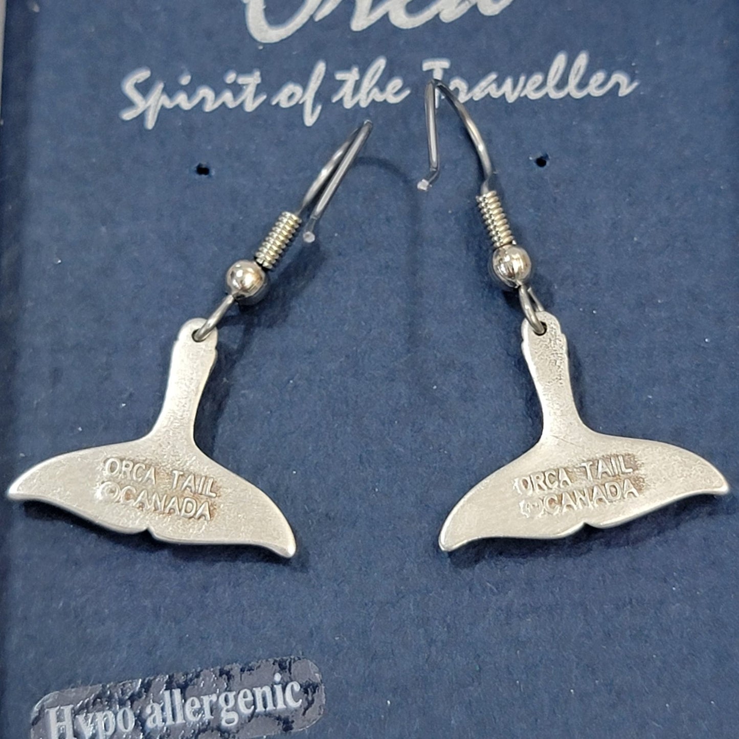 Handcrafted Orca Whale Tail Pewter Dangle Earrings