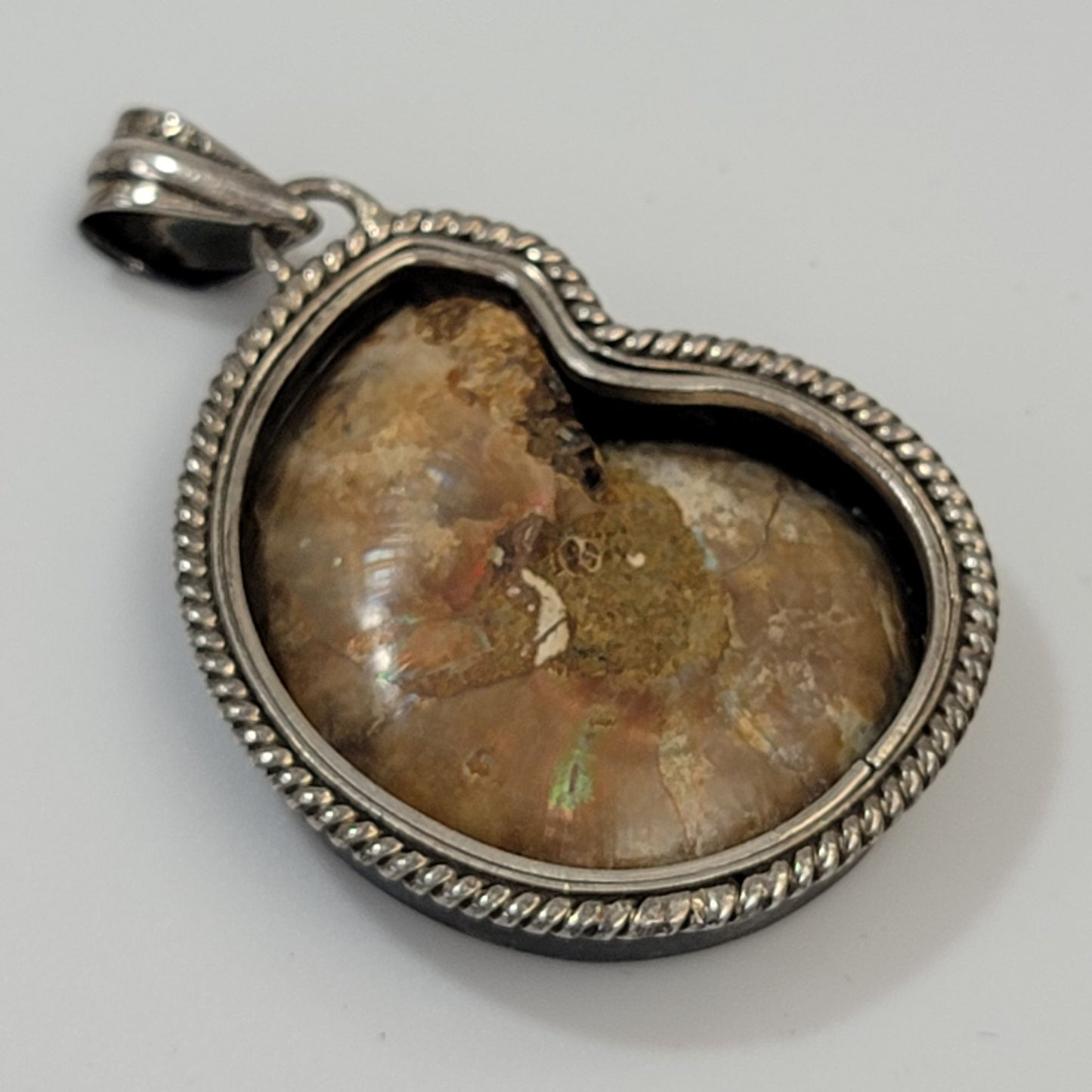 925 Sterling Silver Ammonite Fossil Pendant