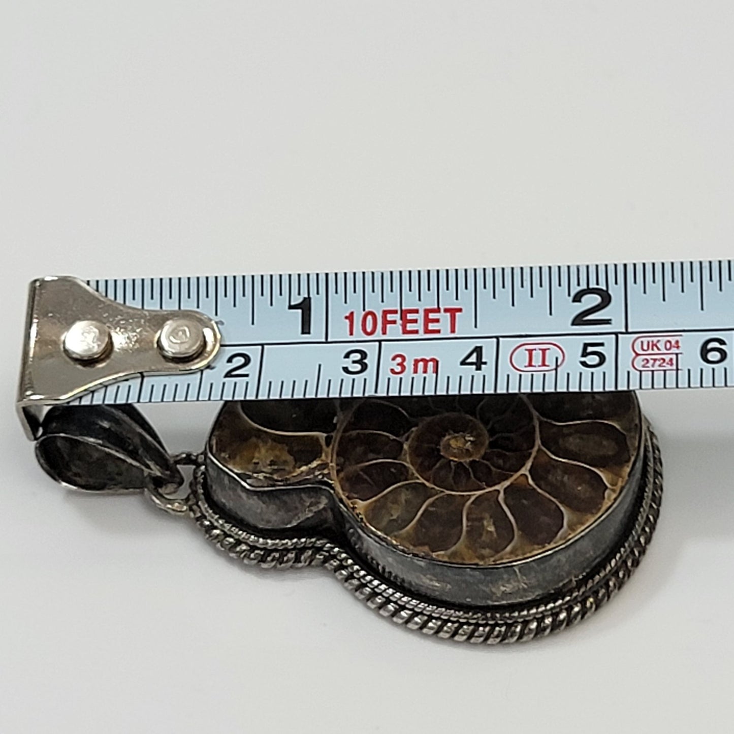 925 Sterling Silver Ammonite Fossil Pendant