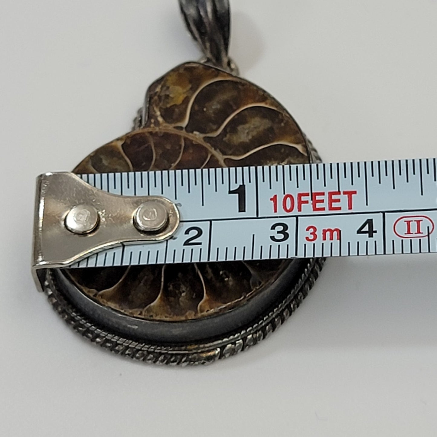 925 Sterling Silver Ammonite Fossil Pendant