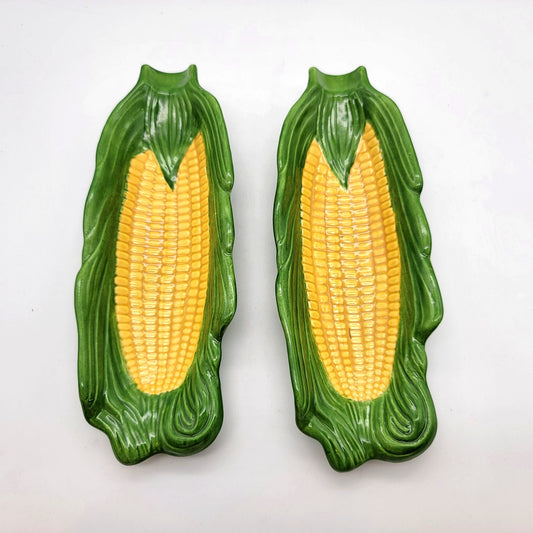Vintage 1970s Corn On The Cob Serving Dishes Set Of Two