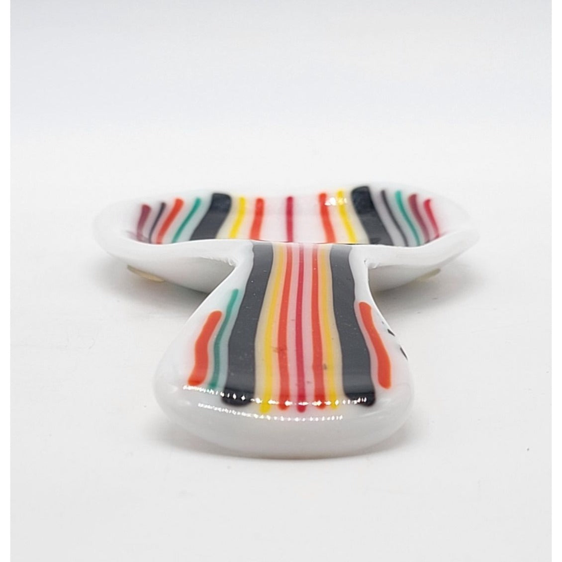 Colorful Fused Glass Striped Spoon Rest