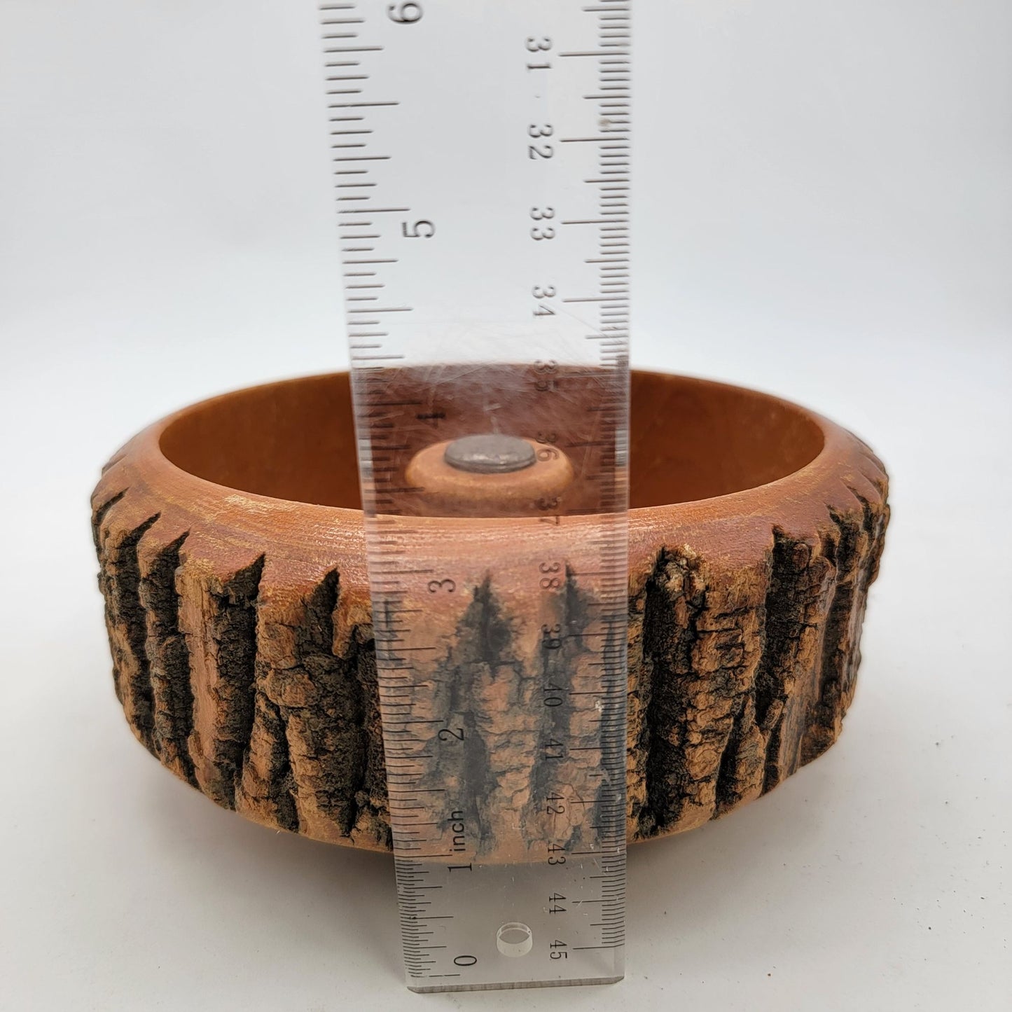 Handmade Wood Nut Bowl With Live Edge & Center Knob