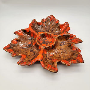 Vintage 1959 Holland Mold Pottery Leaf Chip And Dip Dish