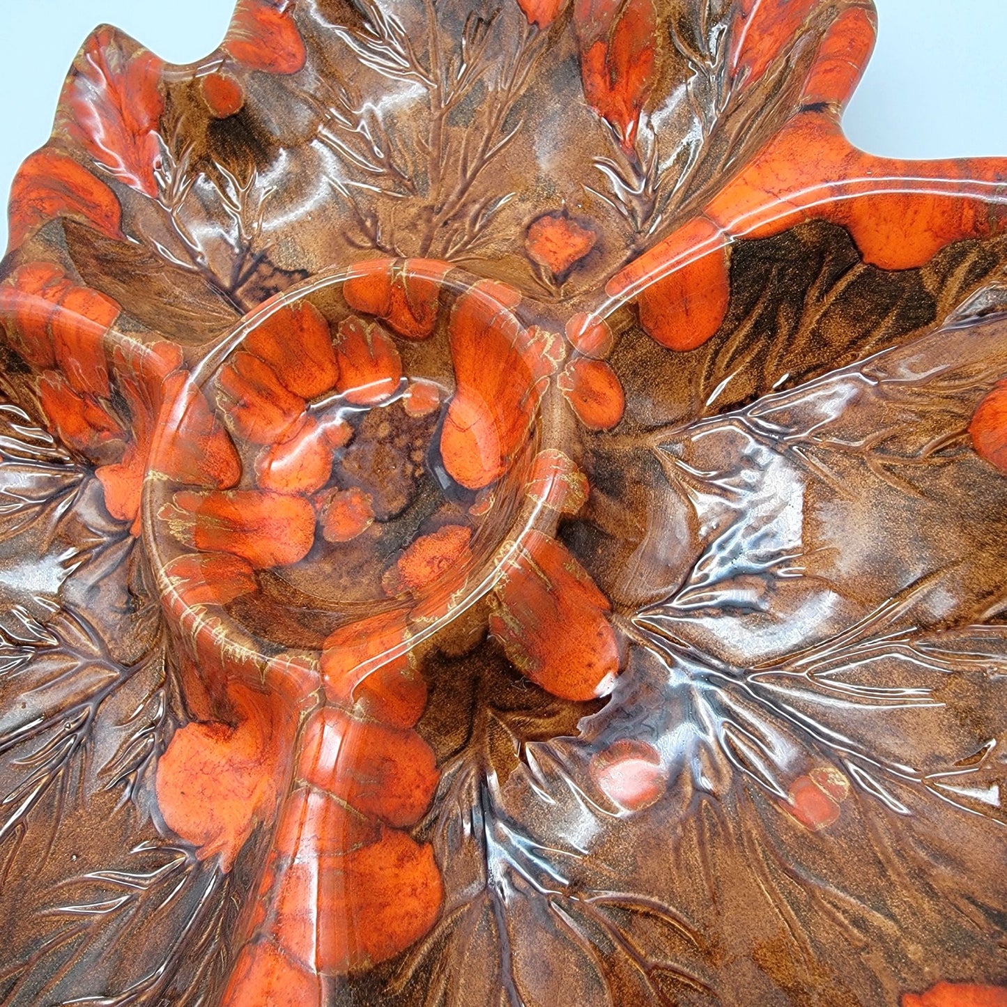 Vintage 1959 Holland Mold Pottery Leaf Chip And Dip Dish