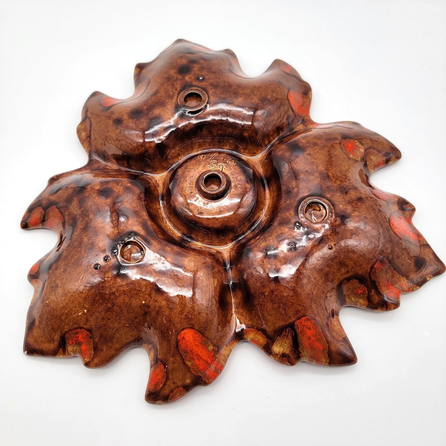 Vintage 1959 Holland Mold Pottery Leaf Chip And Dip Dish