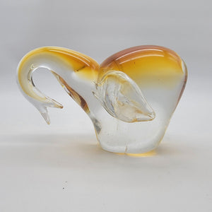 Blown Art Sommerso Glass Elephant Sculpture Amber