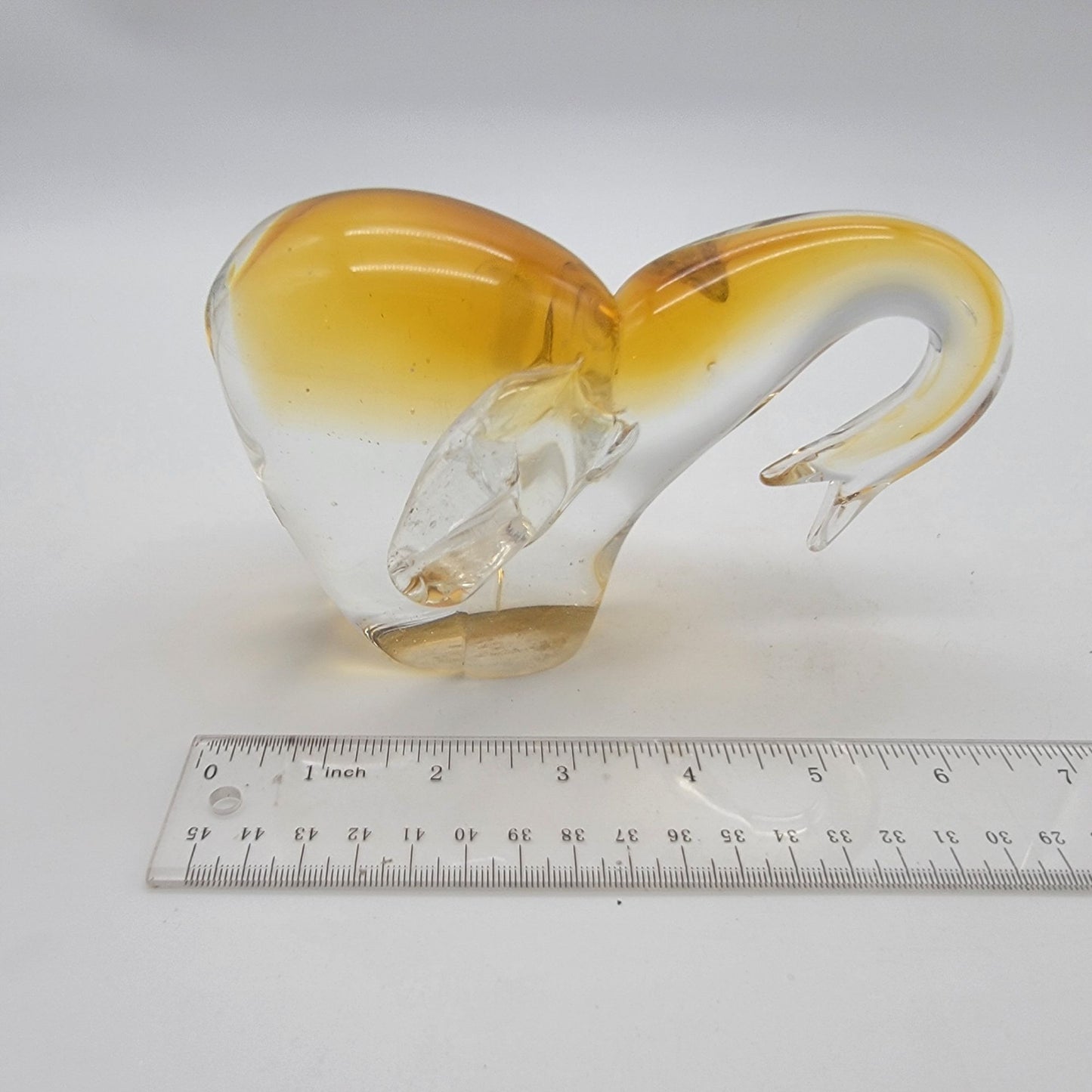 Blown Art Sommerso Glass Elephant Sculpture Amber