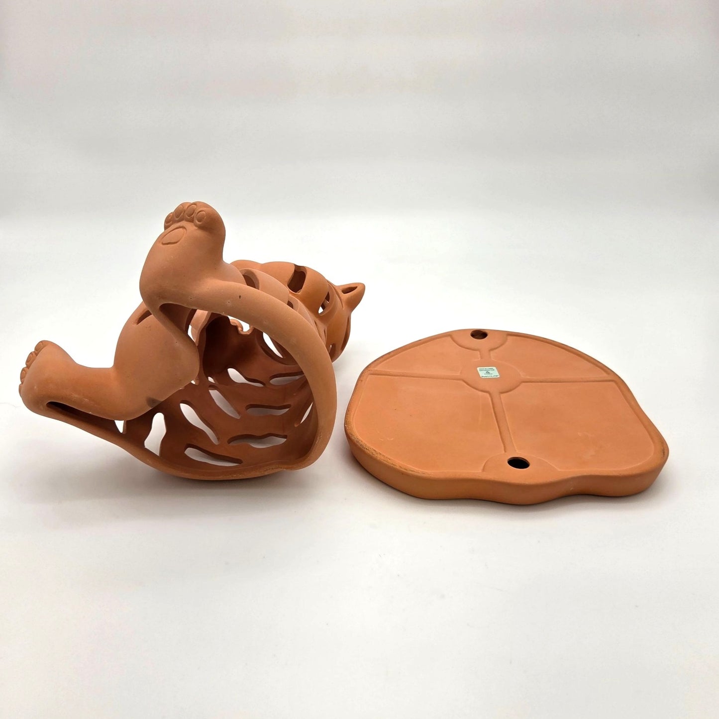 Vintage PartyLite Terra Cotta Cat & Bird Luminary Candle Holder