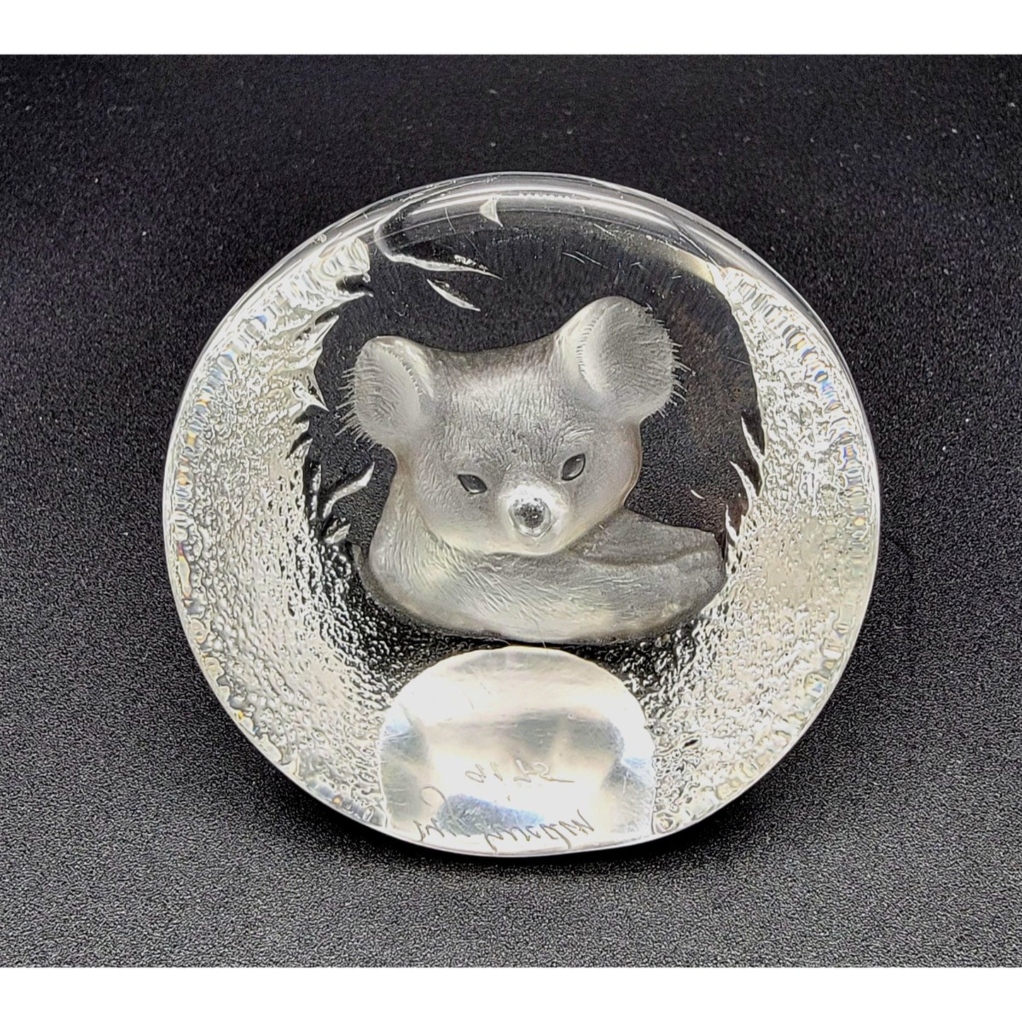 Mats Jonasson Crystal Koala Bear Paperweight SignedMJ Sweden 9175