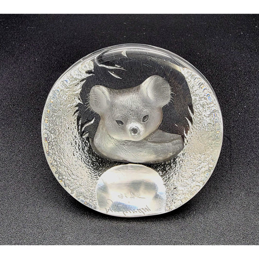 Mats Jonasson Crystal Koala Bear Paperweight SignedMJ Sweden 9175
