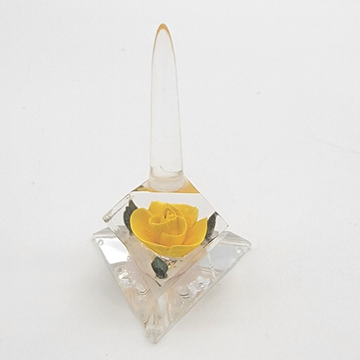 Vintage Lucite Yellow Rose Ring Holder