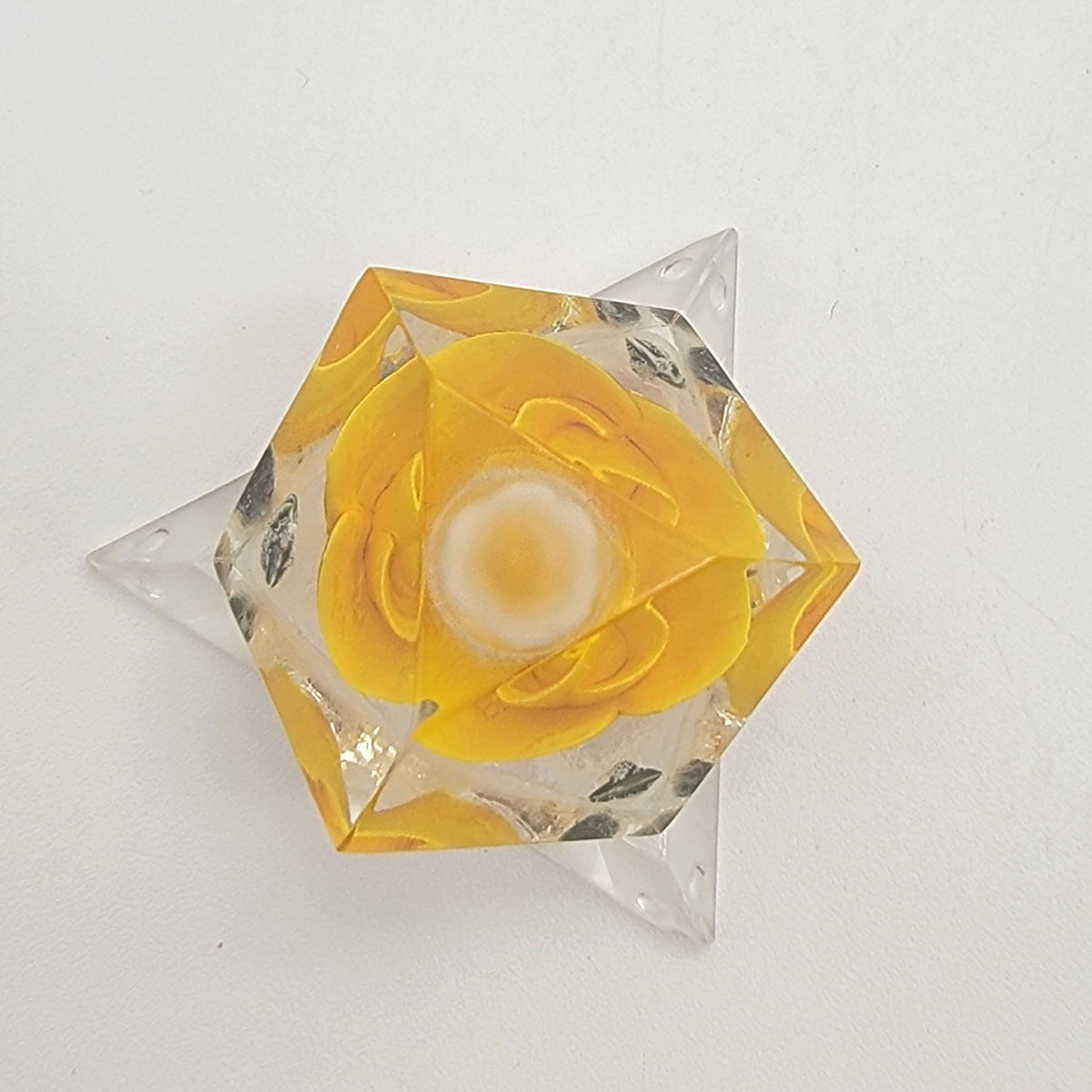 Vintage Lucite Yellow Rose Ring Holder
