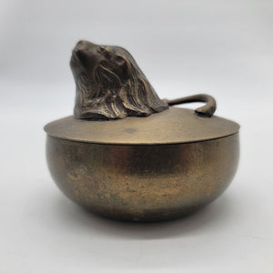 Antique European Brass Figural Lion Stash Box