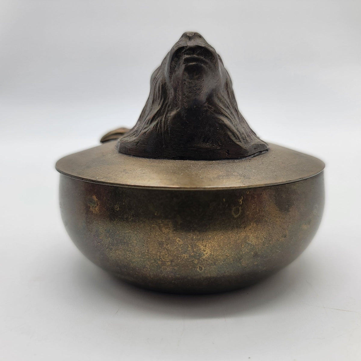 Antique European Brass Figural Lion Stash Box